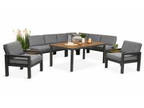 Narożnik tarasowy 283x222 cm z dwoma fotelami z aluminium - Calamba Corner XL
