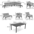 Narożnik tarasowy 283x222 cm z dwoma fotelami z aluminium - Calamba Corner XL
