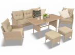 Komplet mebli ogrodowych technorattan ze stołem polywood dla 7 osób Perata Dining Natural