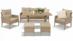 Komplet mebli ogrodowych technorattan ze stołem polywood dla 7 osób Perata Dining Natural