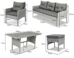 Komplet mebli ogrodowych technorattan ze stołem polywood dla 7 osób Perata Dining Natural