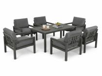 Aluminiowy zestaw 6 foteli z wysokim stołem obiadowym Calamba - Antracite