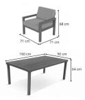 Aluminiowy zestaw 6 foteli z wysokim stołem obiadowym Calamba - Antracite