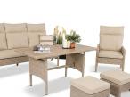 Komplet mebli technorattan dla 7 osób ze stołem polywood Lirata Dining Natural